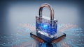 Secure 3d edge computing lock on circuit board Royalty Free Stock Photo