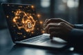 Secure Data Access Laptop User Digital Privacy Online Security Background