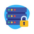 Secure data center server with padlock icon vector illustration Royalty Free Stock Photo