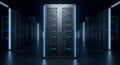 Secure Data Center Server Rack for Tech Professionals: Enhancing Digital Infrastructure Efficiency and Network Security. Royalty Free Stock Photo