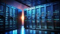Secure Data Center Storage Server Rack Silhouettes in Lockers Showcase Robust Infrastructure and Data Protection Royalty Free Stock Photo