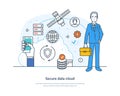 Secure data cloud technology, protecting of data technology Royalty Free Stock Photo