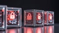 Secure Data Cubes Displaying Digital Locks Royalty Free Stock Photo