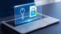 Secure Data Cybersecurity Laptop. Digital Privacy Information Protection Access Control Interface. Royalty Free Stock Photo