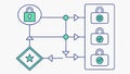 Secure Data Flow Diagram with Lock Symbols, vector design Generative AI Royalty Free Stock Photo