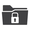 Secure data folder solid icon, security padlock