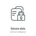 Secure data outline vector icon. Thin line black secure data icon, flat vector simple element illustration from editable