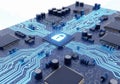 Secure data processing circuit board Royalty Free Stock Photo