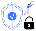 Secure Data Protection Concept with Shield Checkmark and Lock Symbols Royalty Free Stock Photo