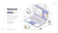 Secure Data Protection Cybersecurity Encryption and Cloud Security Isometric Web Banner Vector Template Royalty Free Stock Photo