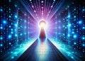 Secure Data Stream Access A Digital Keyhole Pathway Visualizing Cybersecurity Concepts and Data Flow Royalty Free Stock Photo