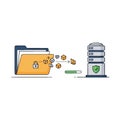 Secure Data Transfer Uploading Files from Folder to Protected Server with Progress Bar Royalty Free Stock Photo