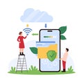 Secure data upload, cyber security, firewall protection, tiny people load document