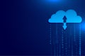 secure database cloud computing background with digital tech lines