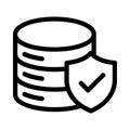 Secure Database Stack Icon with Shield and Checkmark Keywords: database, data, storage, security Royalty Free Stock Photo
