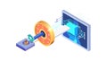 Secure Digital Access and Data Flow Isometric, vector design Generative AI Royalty Free Stock Photo