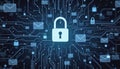 Secure digital access, locked circuit board symbolizing cybersecurity and data protection Royalty Free Stock Photo