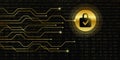Secure digital data connection with lock binary code background