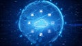 Secure Digital Data Network. Digital Cloud Computing Cyber Security Concept