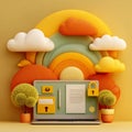 Secure digital data storage concept with stylized rainbow and clouds Royalty Free Stock Photo