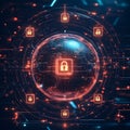 Secure Digital Globe Futuristic Encryption and Data Protection Visualization