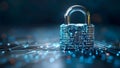 Secure Digital Lock Among Binary Streams. Concept Digital Security, Encryption Methods, Binary Royalty Free Stock Photo