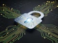 Secure digital lock on circuit board Royalty Free Stock Photo