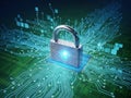 Secure digital lock on circuit board Royalty Free Stock Photo