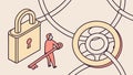 Secure Digital Lock and Key Access, vector design Generative AI Royalty Free Stock Photo