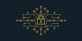Secure digital lock surrounded by network connections representing cybersecurity and data protection Royalty Free Stock Photo