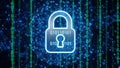 Secure digital lock symbol amidst binary code Royalty Free Stock Photo