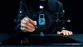 Secure Digital Lock and Technology Interface Representing Cybersecurity and Data Protection Concepts with Hands Holding Royalty Free Stock Photo