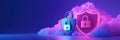 Secure digital locks with vibrant colors and lightning effects create striking visual