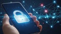 Secure digital network connection on smartphone Royalty Free Stock Photo