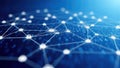 Secure Digital Network Connections with Glowing Nodes on a Blue Background Royalty Free Stock Photo