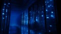 Secure digital network glows illuminating a futuristic server roomÃ¢â¬â¢s protected data connection Royalty Free Stock Photo