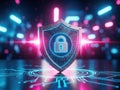 Secure digital shield with lock icon Royalty Free Stock Photo