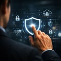 secure digital shield on technology interface Royalty Free Stock Photo