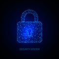 Secure digital space. Programming protection, padlock security system. Vector illustration