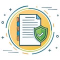 Secure document file with green shield and checkmark illustration representing data protection and approval Royalty Free Stock Photo
