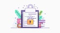 Secure Document File Lock Security Outline Icon Concept Royalty Free Stock Photo