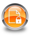 Secure document icon glossy orange round button Royalty Free Stock Photo