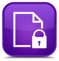 Secure document icon special purple square button Royalty Free Stock Photo