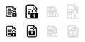Secure Document icons set simple clean and smooth Solid and Outline Styles vector icons in black
