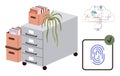 Secure Document Management with Filing Cabinets, Cloud Storage, and Biometric Access Control Royalty Free Stock Photo