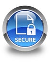 Secure (document page padlock icon) glossy blue round button Royalty Free Stock Photo