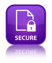 Secure (document page padlock icon) special purple square button Royalty Free Stock Photo