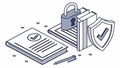 Secure document vector, data protection symbol, privacy and security icon art vector design Generative AI