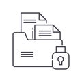 Secure documents icon, linear isolated illustration, thin line vector, web design sign, outline concept symbol with