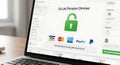 Secure E-commerce Payment Options on Laptop Screen Royalty Free Stock Photo
